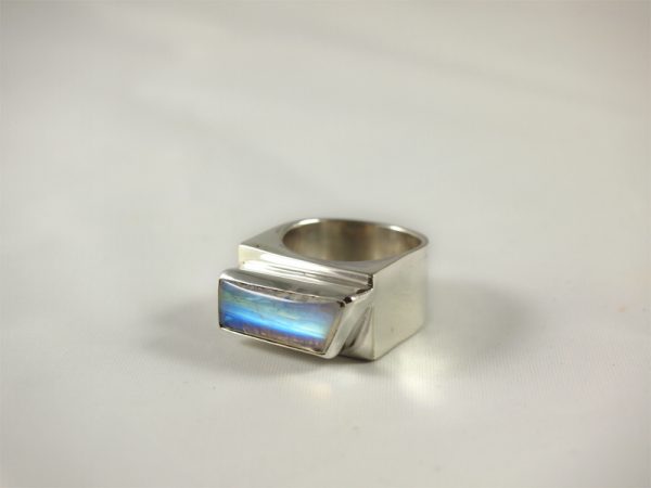 Regenbogenmondstein Ring in Silber 925