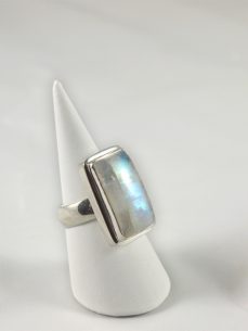 Regenbogenmondstein Ring in Sterling Silber