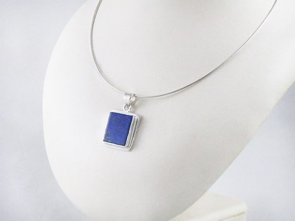 Lapis Lazuli, Silber Anhänger, rechteckig, dunkelblau, kaufen, Wien, Singer Edelsteine, online