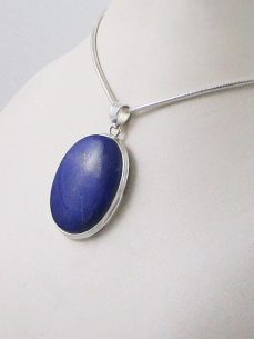 Lapis Lazuli, Silber Anhänger, oval, dunkelblau, kaufen, Wien, Singer Edelsteine, online