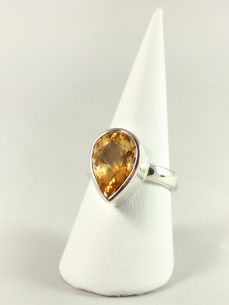 Zitrin Ring, 7, 1 gramm, facette, tropfenform, orange