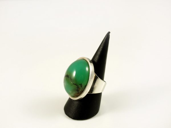 Chrysopras Ring, 20, 4 gramm, breiter steg, schönes apfelgrün, oval und hoch