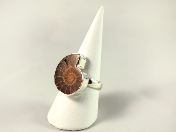 Ammonit Ring, 6,7 gramm, dunkles braun, unbehandelt