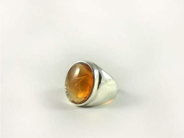 Zitrin Ring, 16, 5 gramm, breiter steg, ovale form, kräftige farbe