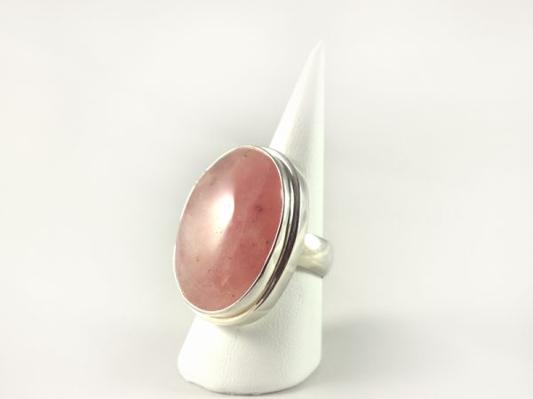Rosenquarz Ring, 18, 3 gramm, großer stein, opak, oval